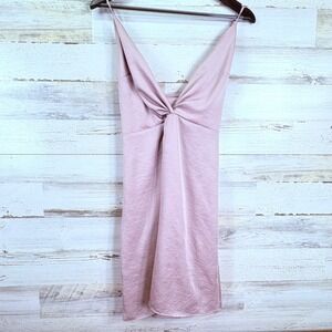 Express Womens Sleeveless Mini Dress Cami Twist Front Cross Back Blush Pink Sz12